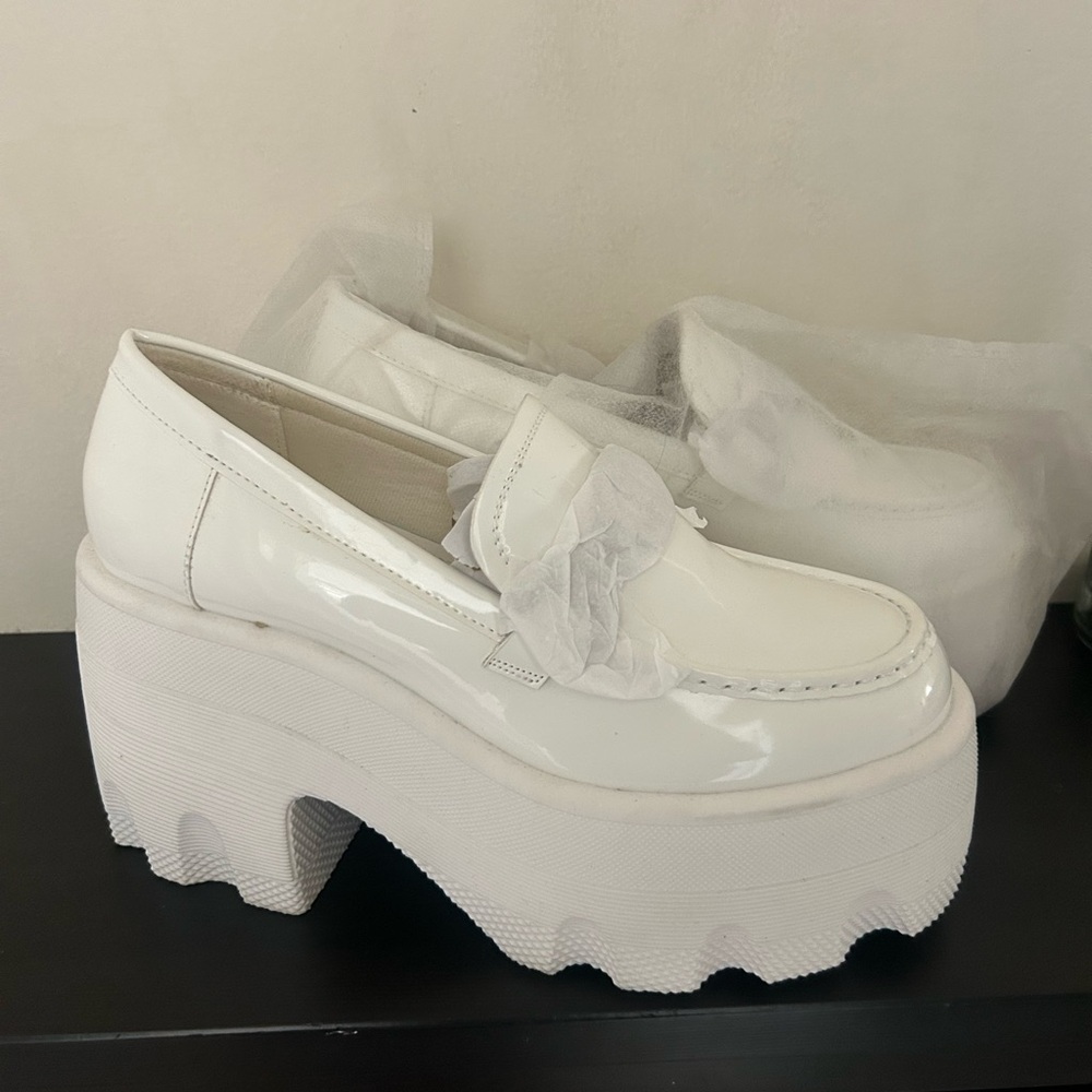 Women's White Platform Loafers